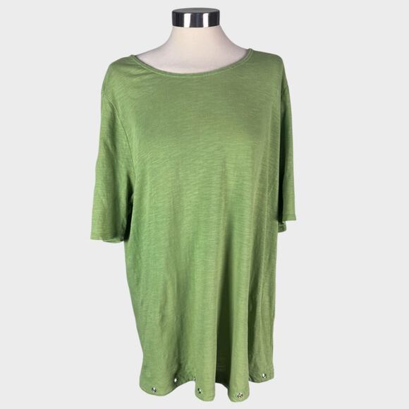 Chico's Womens Size 3 Green Shirt XL 100% Cotton Tunic - Picture 1 of 7